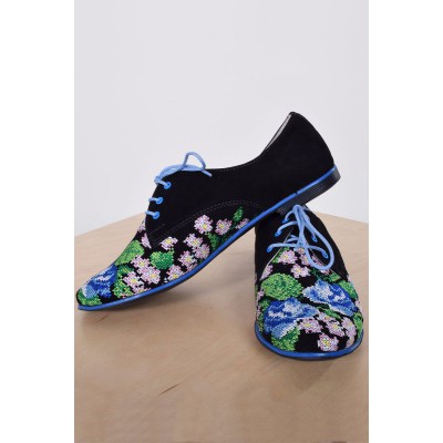 Embroidered Shoes "Breath of Spring" blue
